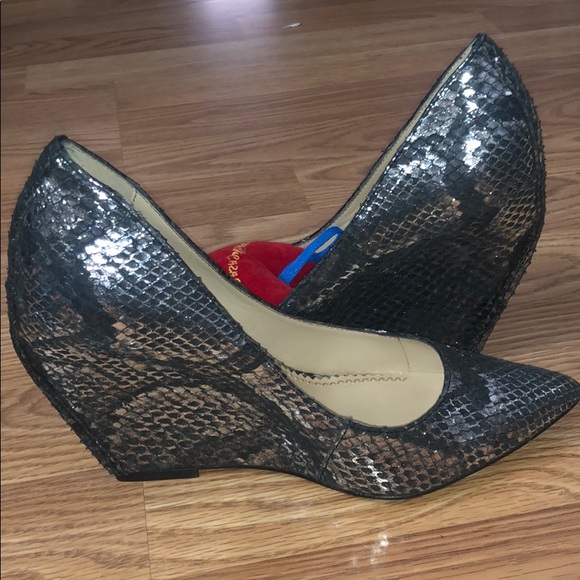 Jean-Michel Cazabat Metalic Python Embossed Wedge - Picture 2 of 5